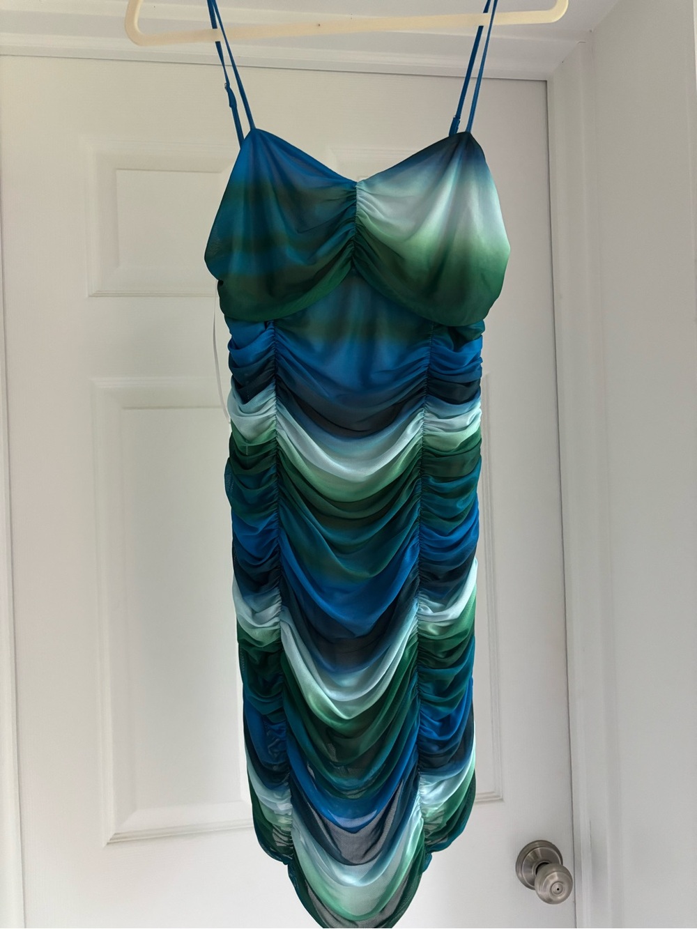 Endless Rose Teal and Emerald Ruched Dress
